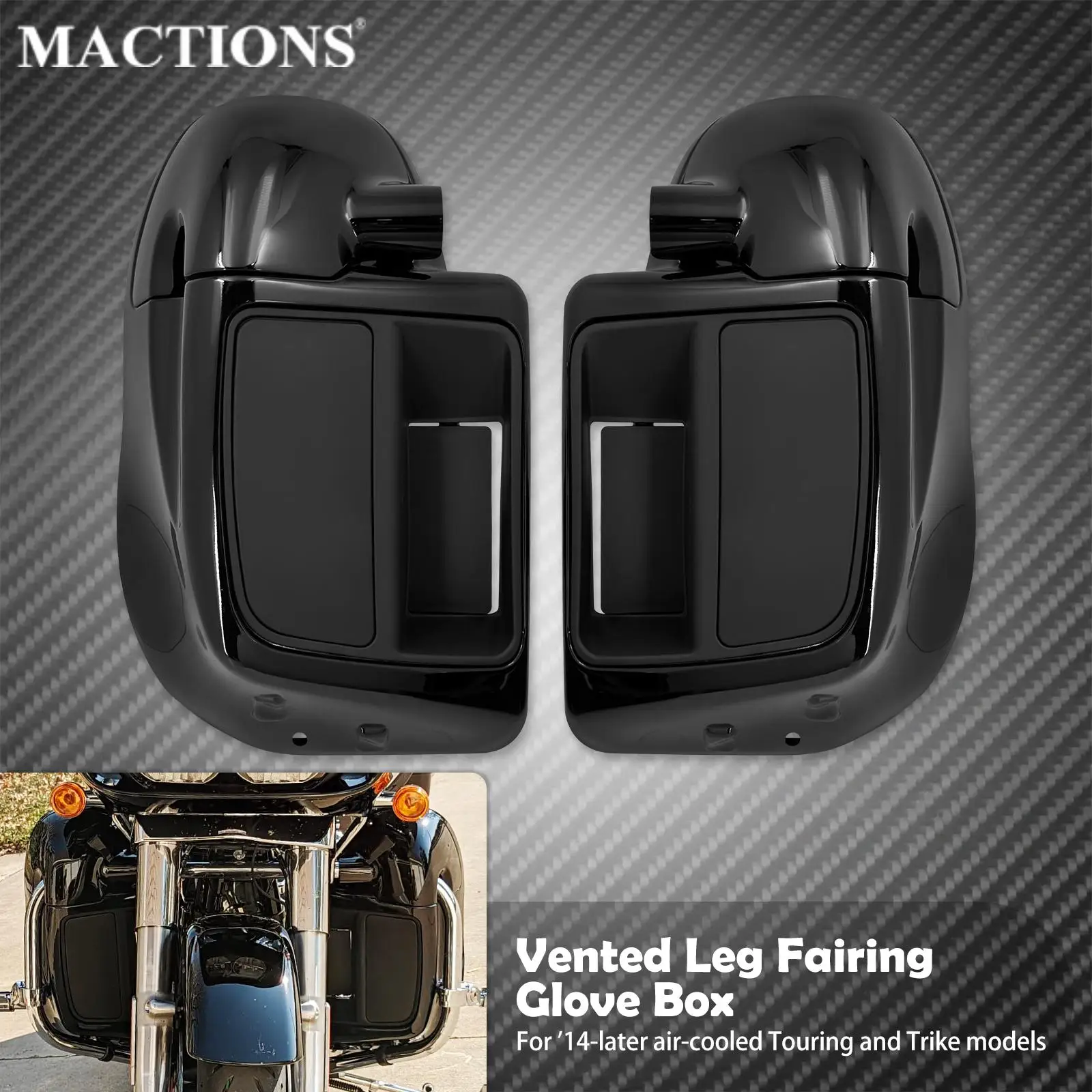 Motorcycle Lower Vented Leg Fairings Kits Glove Box Gloss Black For Harley Touring Road King Street Electra Glide FLTRX 2014-23