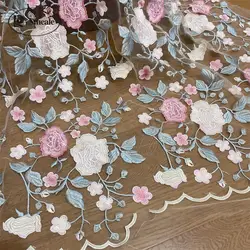 Beautiful Flower Embroidered Lace Fabric for Children's Clothing, DIY Dress, Applique Fabric, Multicolor, RS4899, 12Pcs, 1Yard