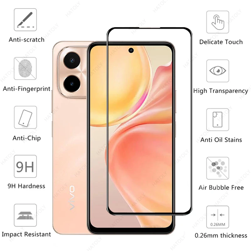 For Vivo Y28 4G Glass for Vivo Y28 4G Tempered Glass Film Phone Front Screen Protector HD Camera Len Film for Vivo Y28 4G