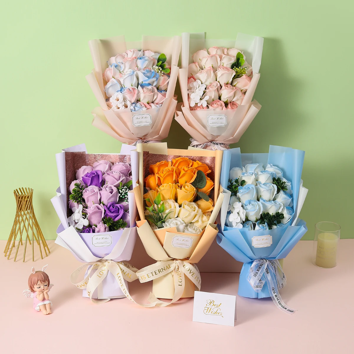 Soap Flower Bouquets Creative Artificial Flowers Gift Box Graduation Gift Fake Flowers Wedding Decor Festival Supplies