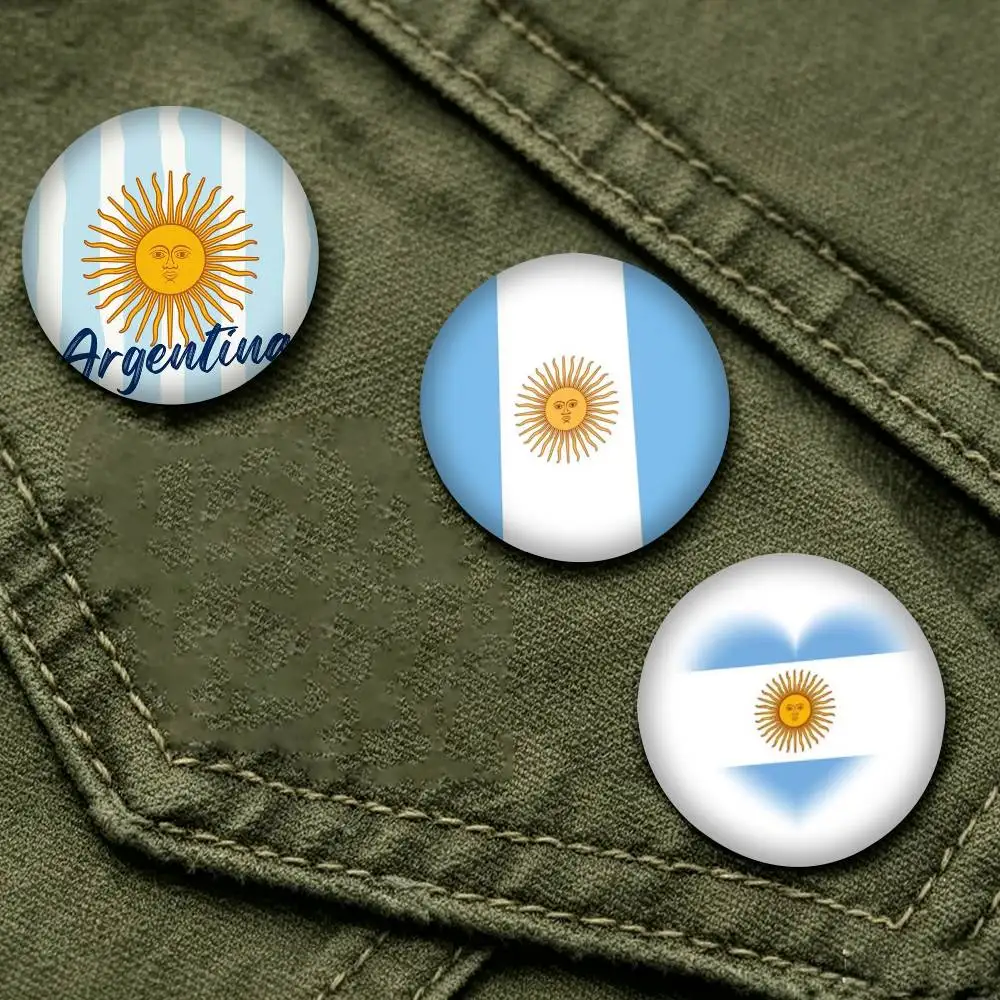 Argentina Aesthetic FlagS Pattern  25mm 32mm 44mm 58mm 75mm Brooches Badges Pins for Accessories Gift