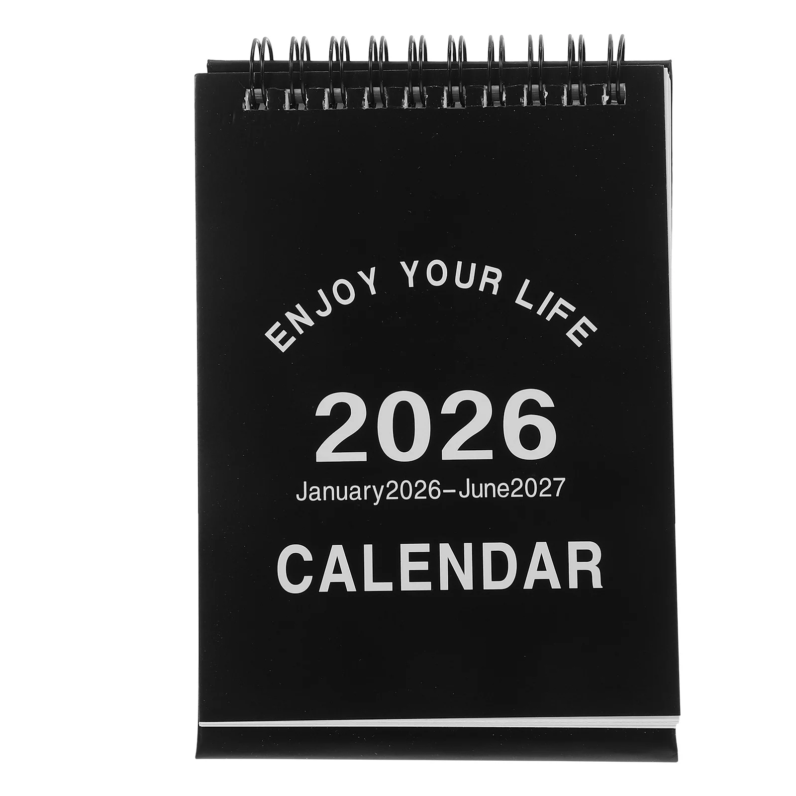 

18-Month Mini Calendar 2026-2027 Black Compact Tabletop Desk Pad Planner For Office Home Use Zodiac Horse Theme Lunar Date Daily