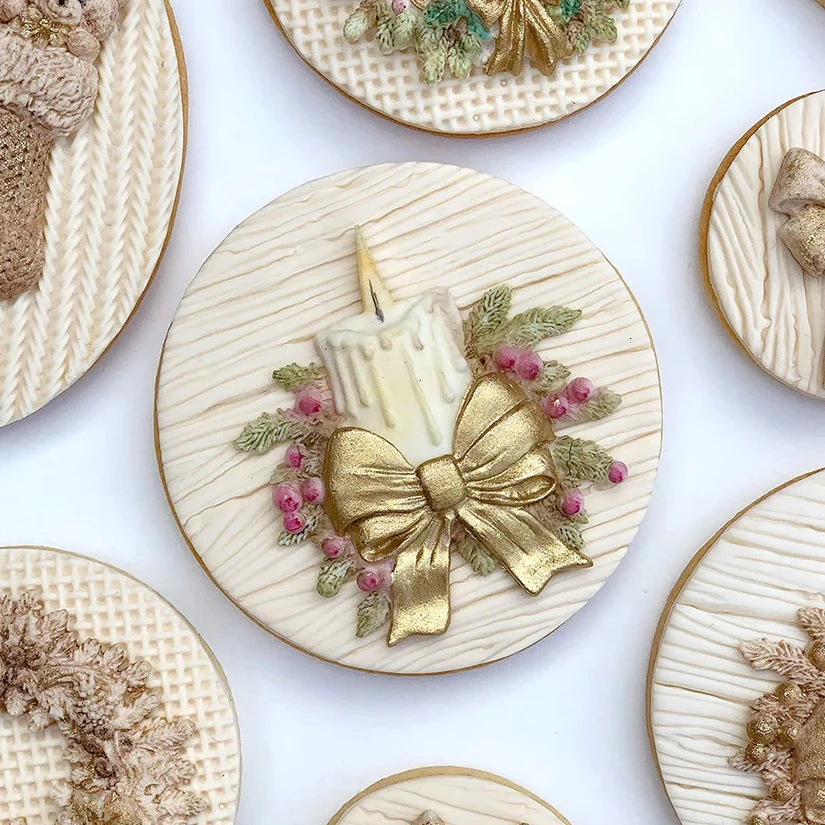 Bows Candle Christmas Silicone Sugarcraft Mold Cookie Cupcake Chocolate Baking Mold Fondant Cake Decorating Tools