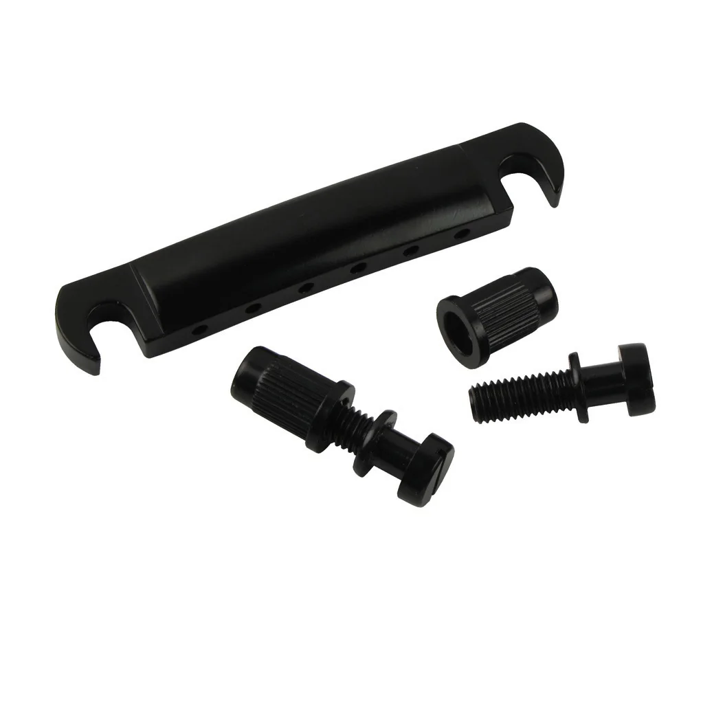 FLEOR 1 Stück LP Saitenhalter Stop Bar Saitenhalter Metall E-Gitarre Teile, Chrom/Schwarz – Detail 4