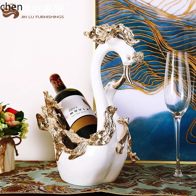 DSA- Swan Red Wine Rack Decoration Entrance Wine Cabinet Ornament Craft Gift Living Room Soft Decoration