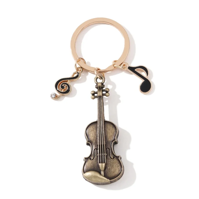 Classic Violin Notes Enamel Keychain Musical Instrument Music Key Ring Good Gift For Friends Musician Handmade Jewelry Set