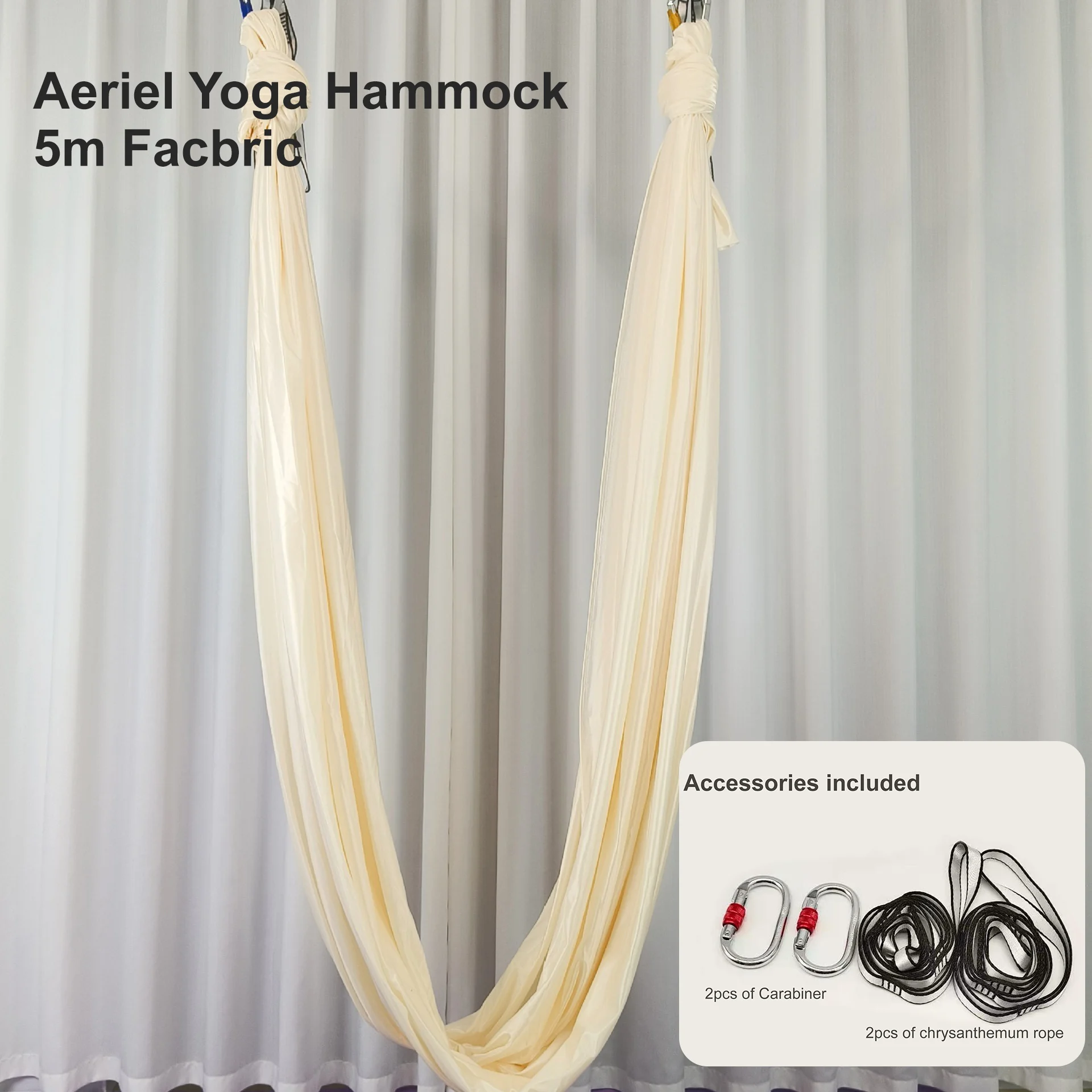 Yoga Studio Use Anti-gravity Aerial Yoga Spring Hammock Elastic Silk Fabric 2.8x5m with Suspension Ropes and Straps