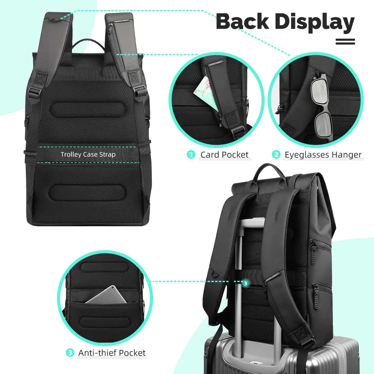 Heroic Knight New Fashion Flap Business Backpack Waterproof Men Work Computer Backpack for 15.6\