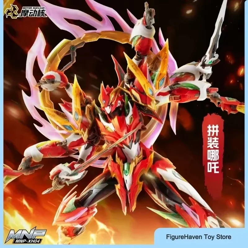 Nezha Kit modello scheletro in lega Mecha a sei armati Action Figure con base di loto Giocattolo alla moda per ragazzi Regalo ideale per l'assemblaggio