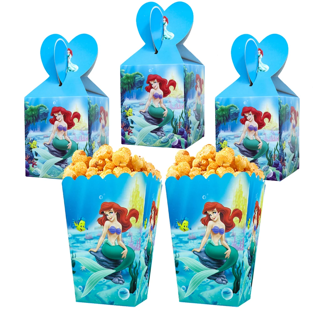 The Little Mermaid Popcorn Box  Ariel Princess Theme Candy Boxes Birthday Party Favors Kid Girls  Snack Gift Bag Baby Shower