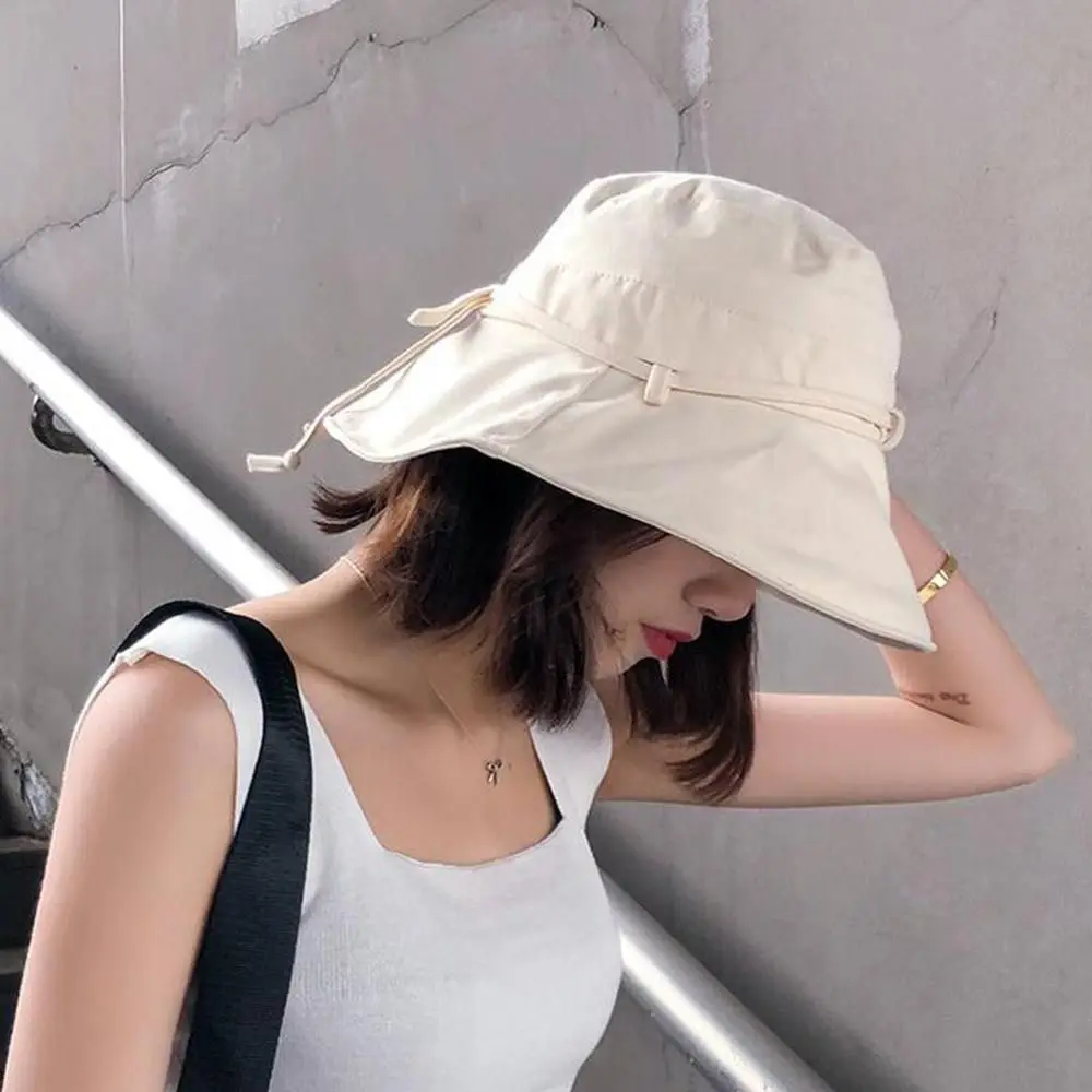Einfarbige Frauen Eimer Hut Sommer faltbare Sonnencreme Panama Fischer Hut Outdoor Sonnen hüte Sonne verhindern Hut Reise Strand kappe