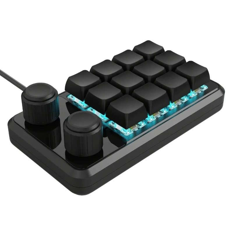 Two Knobs Micros Keyboards with 12Keys and Backlights for Gaming Enthusiasts