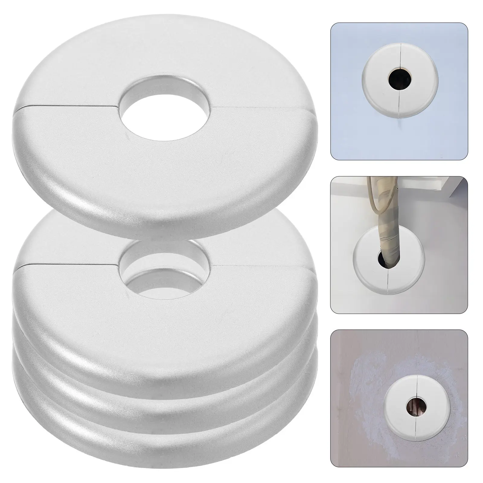4Pcs Wall Hole Decorative Cover Round Plastic Pipe Hole Plate Conceal Air Conditioning Plumbing Electrical Wire Openings Wall