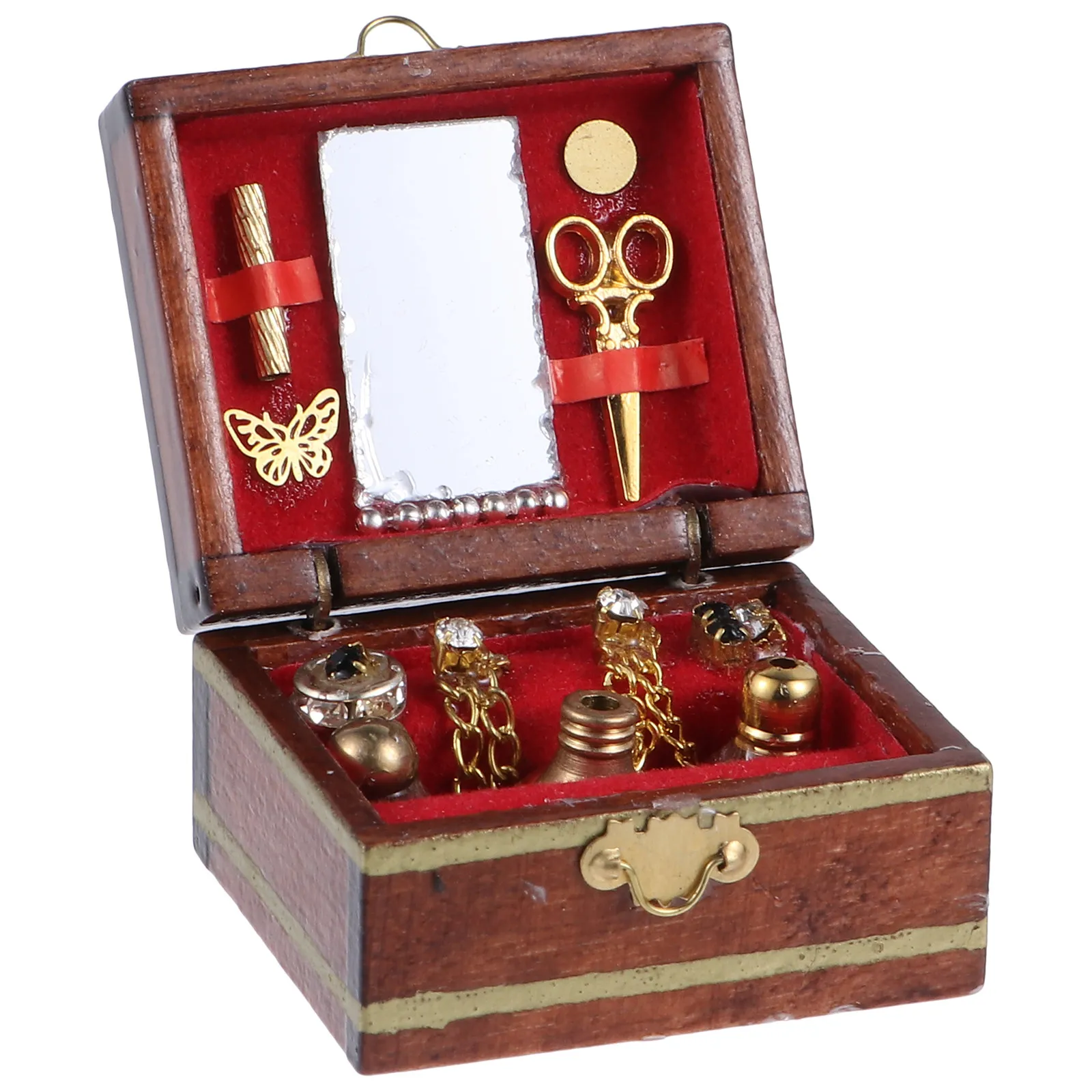 

1Pcs Mini Wooden Jewelry Box Ornament Retro Delicate Home Decor Mini House Decor for Bedroom Desk Shelf Party DIY Gift Accessory