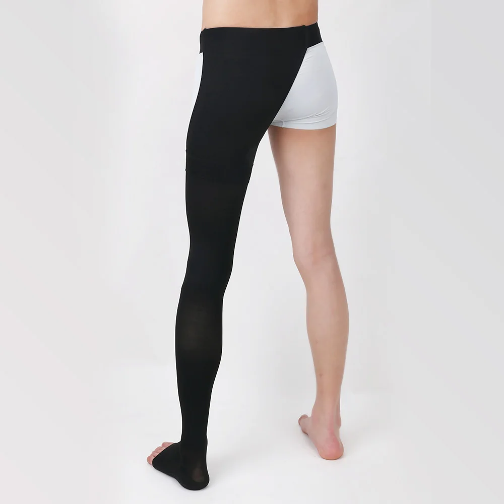 Legbeauty 20–30 mmHg medizinische oberschenkelhohe Kompressionsstrümpfe, Unisex, offene Zehen, Krampfadern, Socke, einzelnes Bein, Lymphödem-Strumpfhose – Detail 3