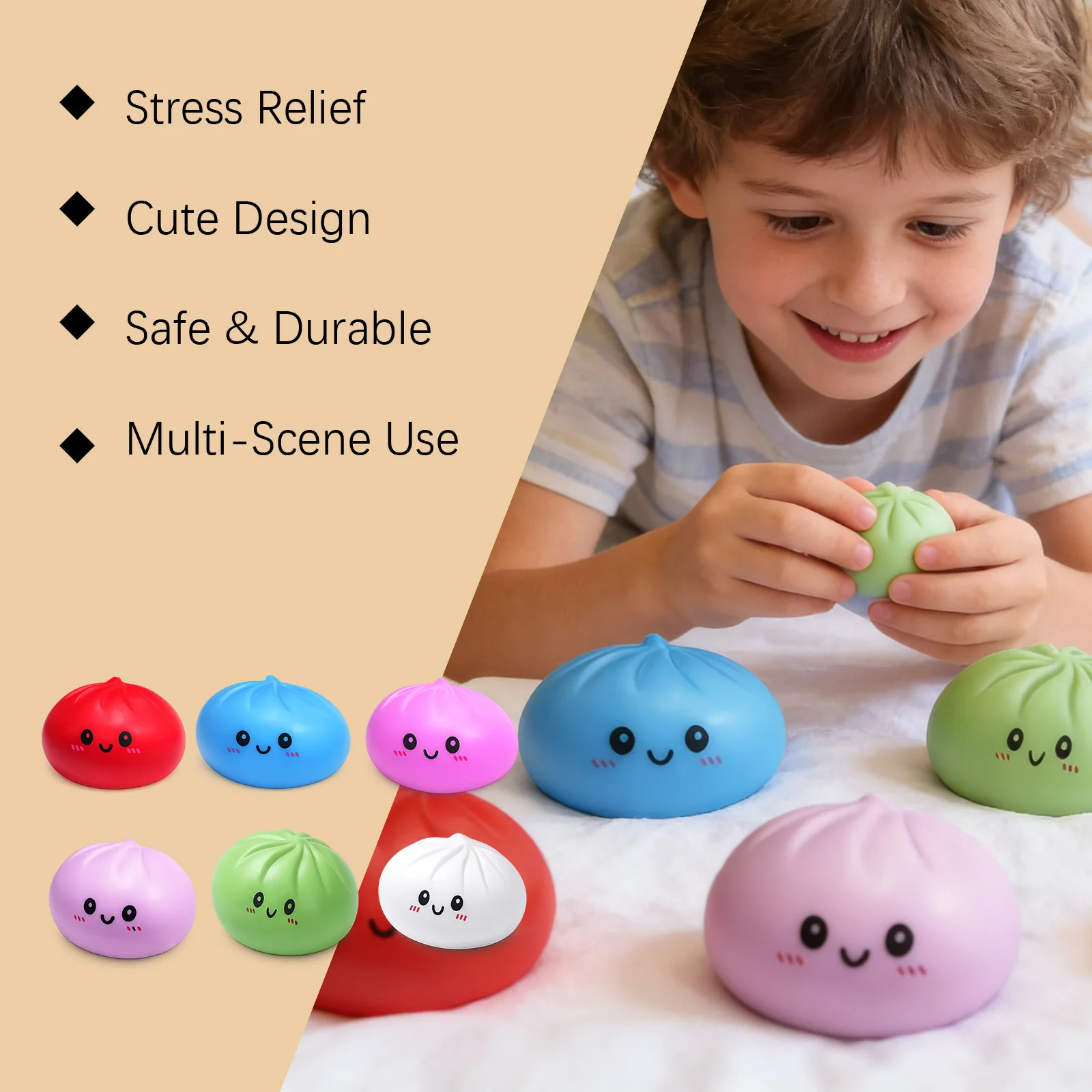 Fake Bun Squeeze Fun Mini Size Relax Release Stresses Enhance Focus Easy Clean Portable Durable Safe Simulation Stress Balls Toy
