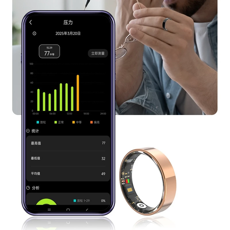 VIVO 2025 Смарт-кольцо Bluetooth-вызов Монитор сердечного ритма и артериального давления 5 АТМ Водонепроницаемое кольцо для здоровья Мужчины Женщины Для Xiaomi Подарок