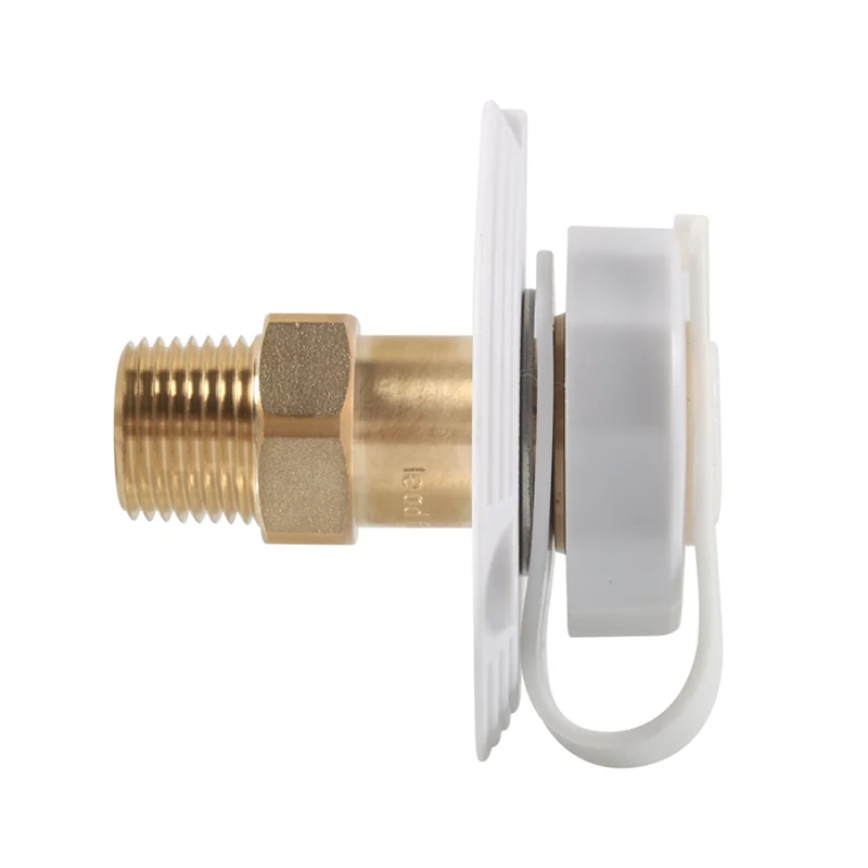 

2X RV Water Inlet Connection City Water Fill Inlet Flange Brass With Check Valve RV Water Hose Connector White