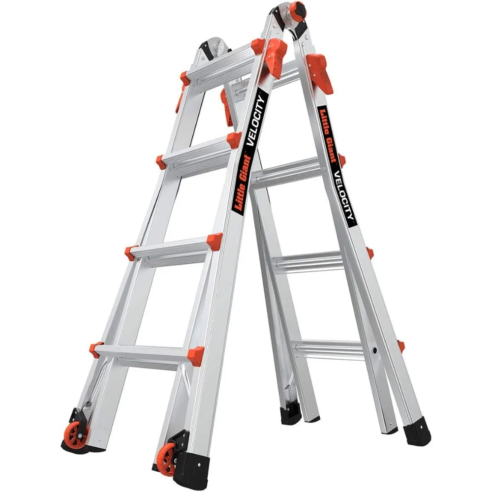 Ladders, Velocity with Wheels, M17, 17 Ft, Multi-Position Ladder, Aluminum, Type 1A, 300 lbs Weight Rating, (15417-001)