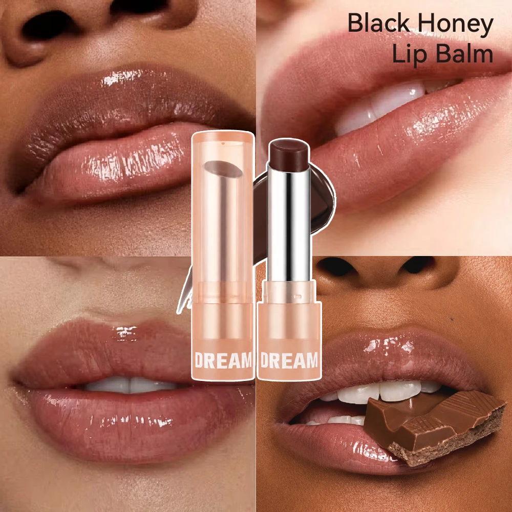 Black Honey Tinted Lip Balm Sheer Berry Brown Lipstick Glossy Lip Color Moisturizing Lip Balm Chocolate Nude Lip Glow