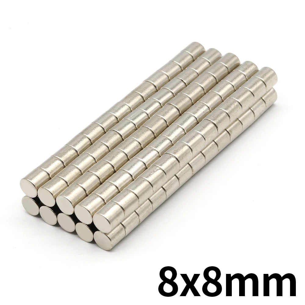8x8mm Round Super Strong Neodymium Magnet N35 Powerful Magnetic NdfeB Permanent Refrigerator Magnet imanes DIY