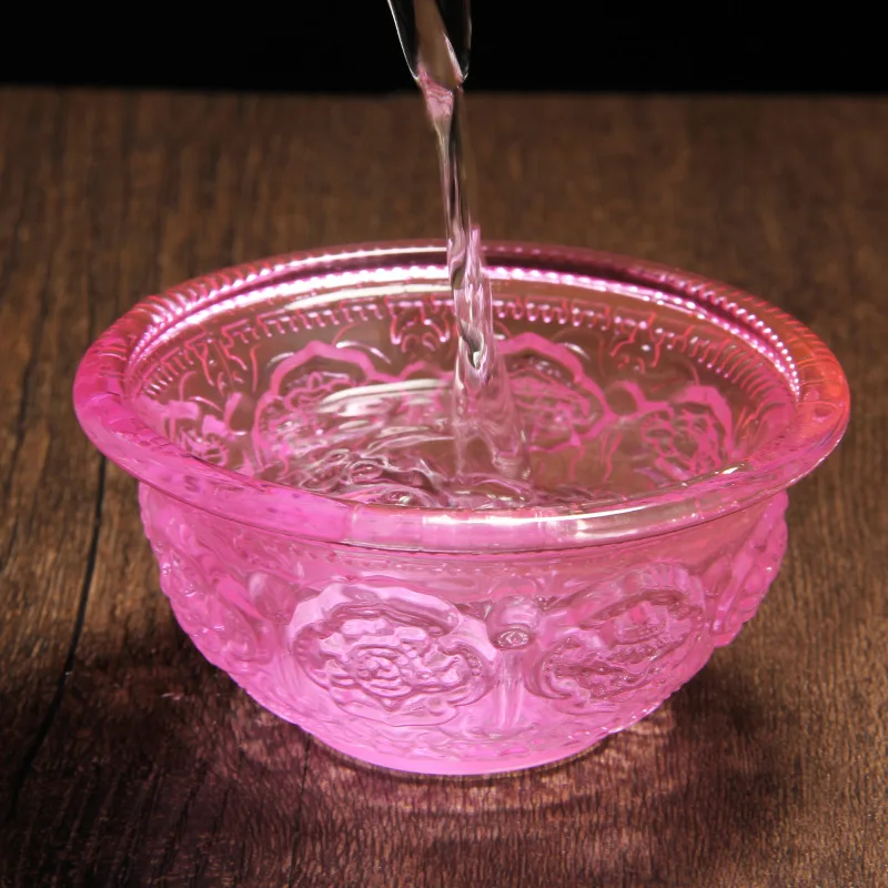 ：2026 Coloured Glaze Water Offering Cup Eight Offering Cups For Buddha Hall Colorful Guanyin Holy Water Cup