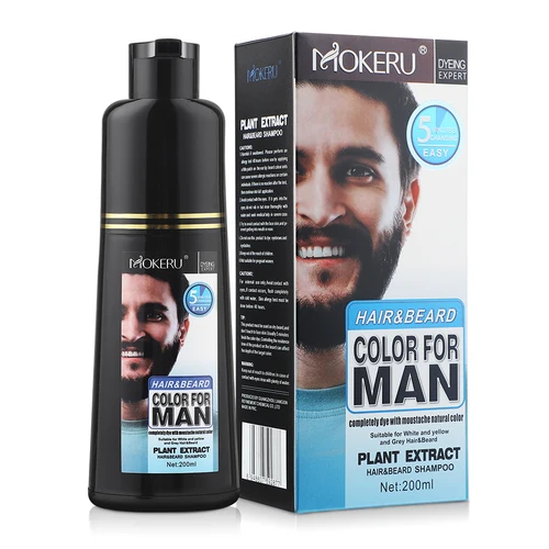 Champú teñido de barba permanente natural de larga duración de 200ml para hombres, eliminación de teñido de barba, cabello de barba blanco y gris, champú teñido de barba para hombres