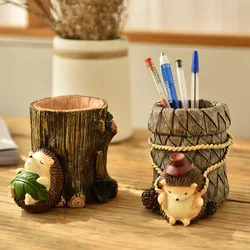 Christmas gift hedgehog pen holder decoration creative home decoration resin crafts home decor  figurine