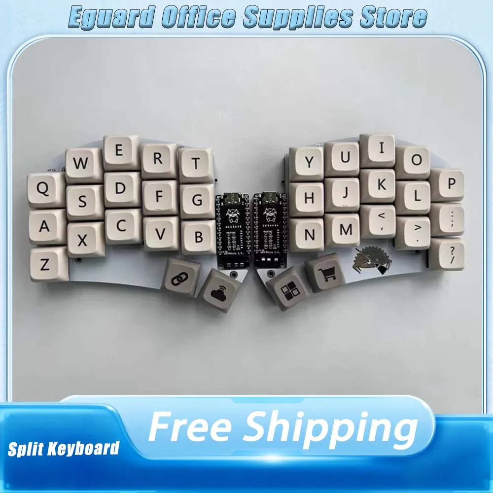 Split Keyboard Kit 34 Keys Keyboard DIY Macro QMK Keyboard Nor-RGB Macro Mechanical Games Hot Swap Wired Sweep Keyboard Custom