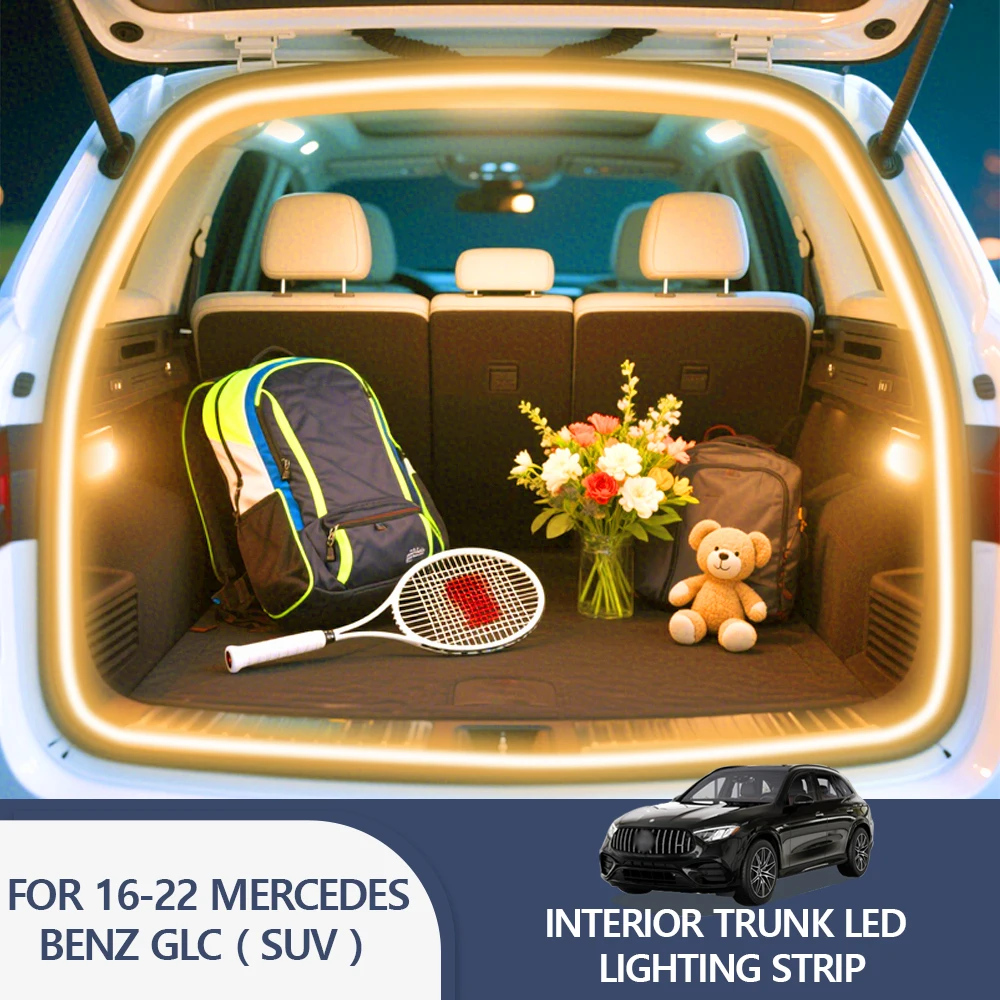 

FOR 16-22 MERCEDES BENZ GLC Rear Trunk LED Light Bar Strips Trunk Interior Decorative Lamp Strip Luggage Atmosphere Light