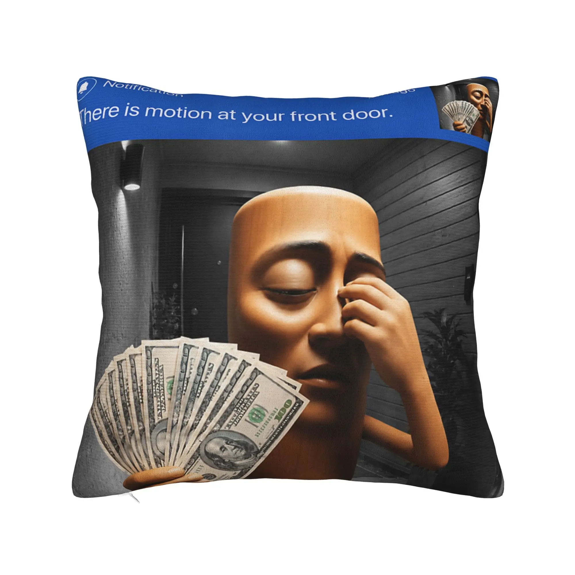 There is Motion at Your Front Tung Tung Sahur Money Pillow Case Kawaii Pillow Cover Square Pillowcases For Sofa Car Home Decor