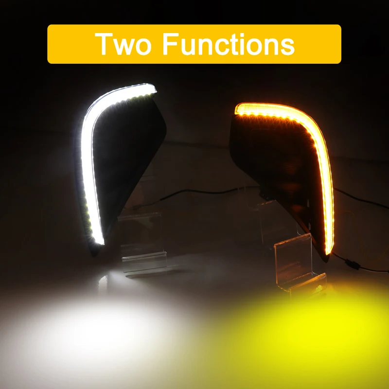 3-in-1 Front Fog Warning Lamp White DRL Light Night Blue Driving Light Turn Signal Lights For Toyota Highlander 2020 -2023