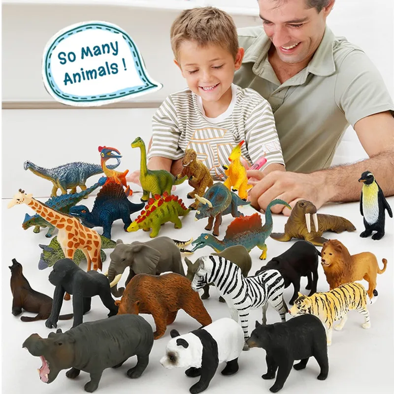 Figure di animali Montessori con carte Flash abbinate modello di dinosauro giocattolo seacognivo scienza prescolare apprendimento giocattoli educativi