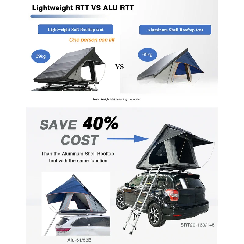 High Quality Triangle Aluminum Alloy Hard Shell Rooftop Tent Four Season Rainproof For SUV Outdoor Camping Exterior Accessories