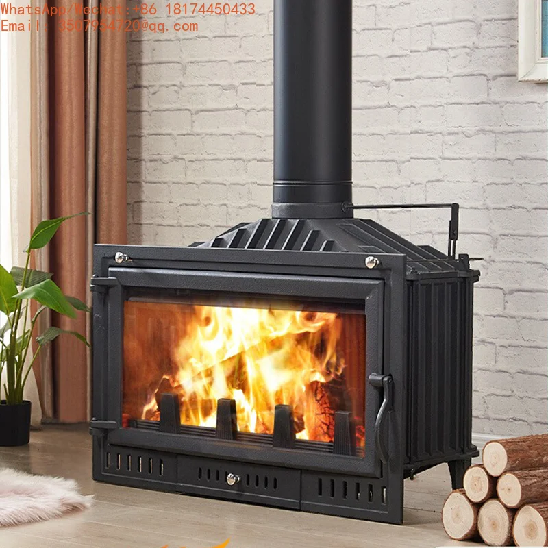 Real Fire Cast Iron Firewood Heating Stove Embedded Fireplace For Indoor Use In Villa Living Room For Rural Self-Built Houses