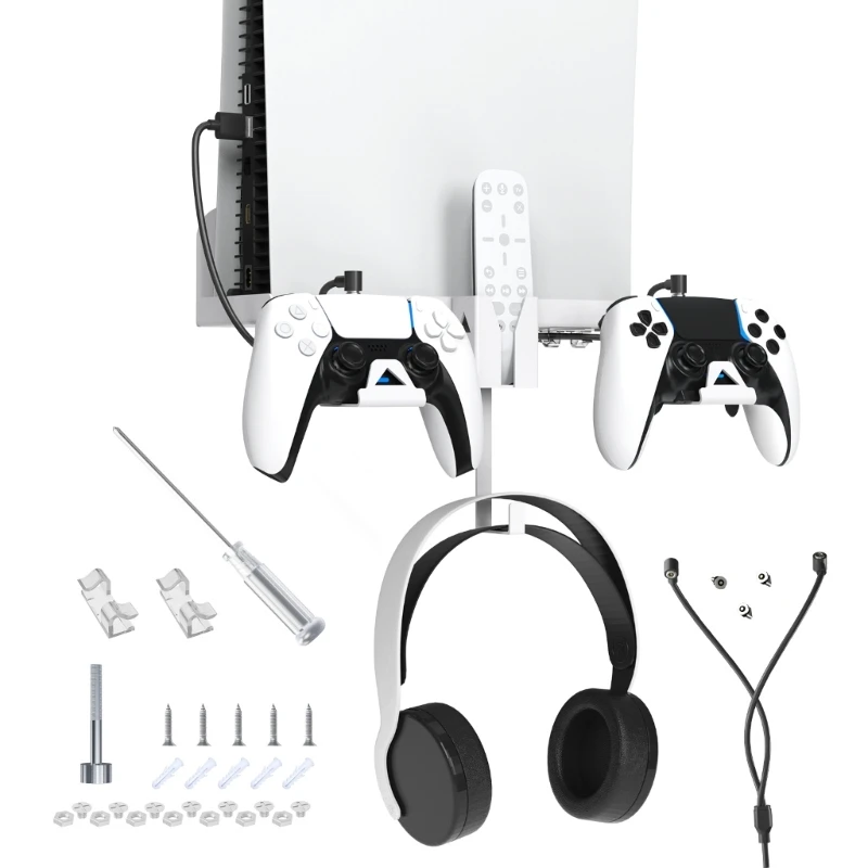 Wall Mount Bracket forPS5 Multifunction Game Host Rack Storage Bracket Stand for Controller Headphone Anti-Slip Holder