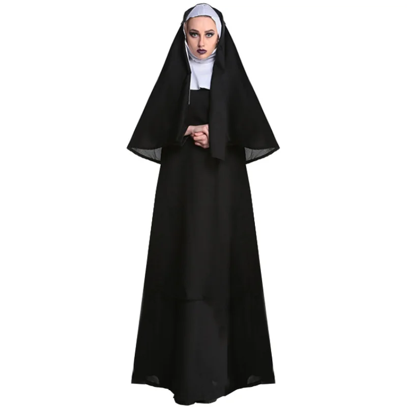 Halloween Nun Costume Adult Female Carnival Masquerade Dance Role Play Stage Costume Halloween Performance Costume