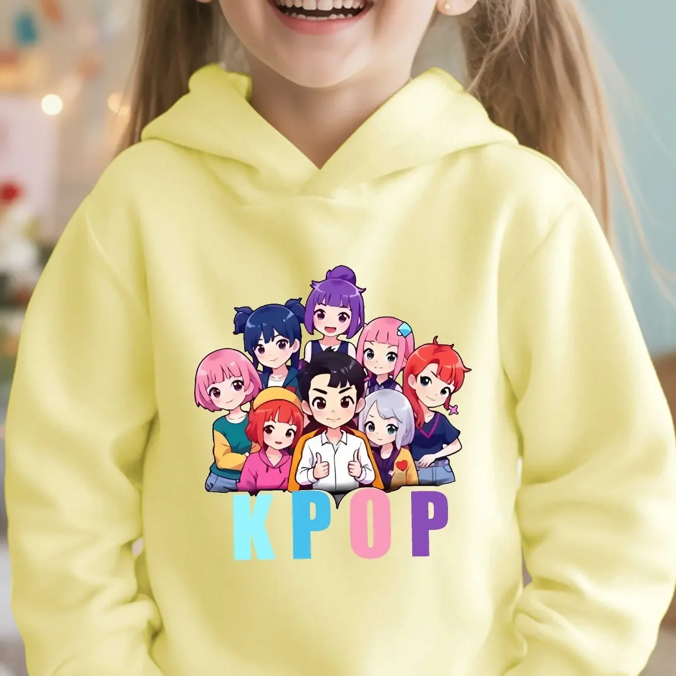 

Girls' K-Pop Group Graphic Hooded Sweatshirt - Winter Warm Pullover with K-Pop Band Members & K-Pop Birthday Party Outfit Gift
