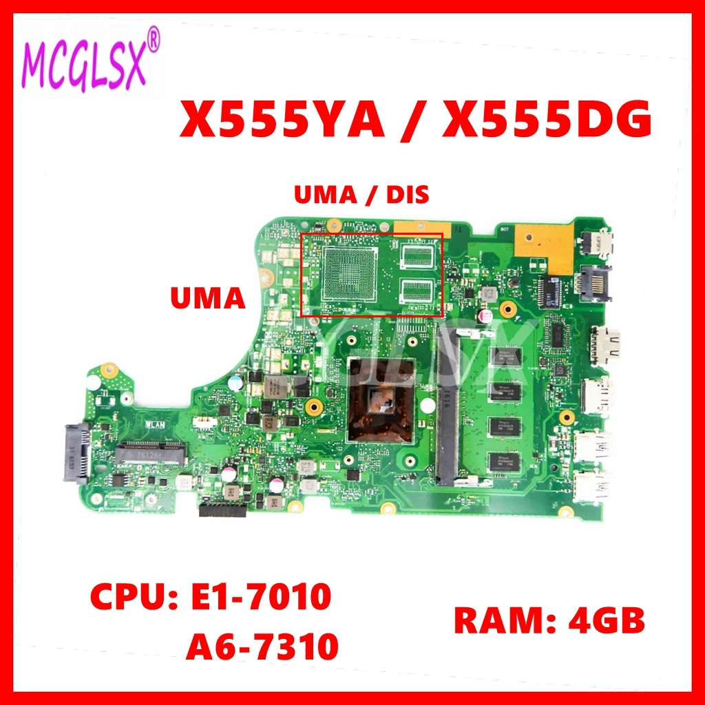 Placa base X555DG para ASUS X555DA X555YA X555D X555Y X555DG X555YI K555D X555BA X555BP X555QA placa base para ordenador portátil 100% probado OK