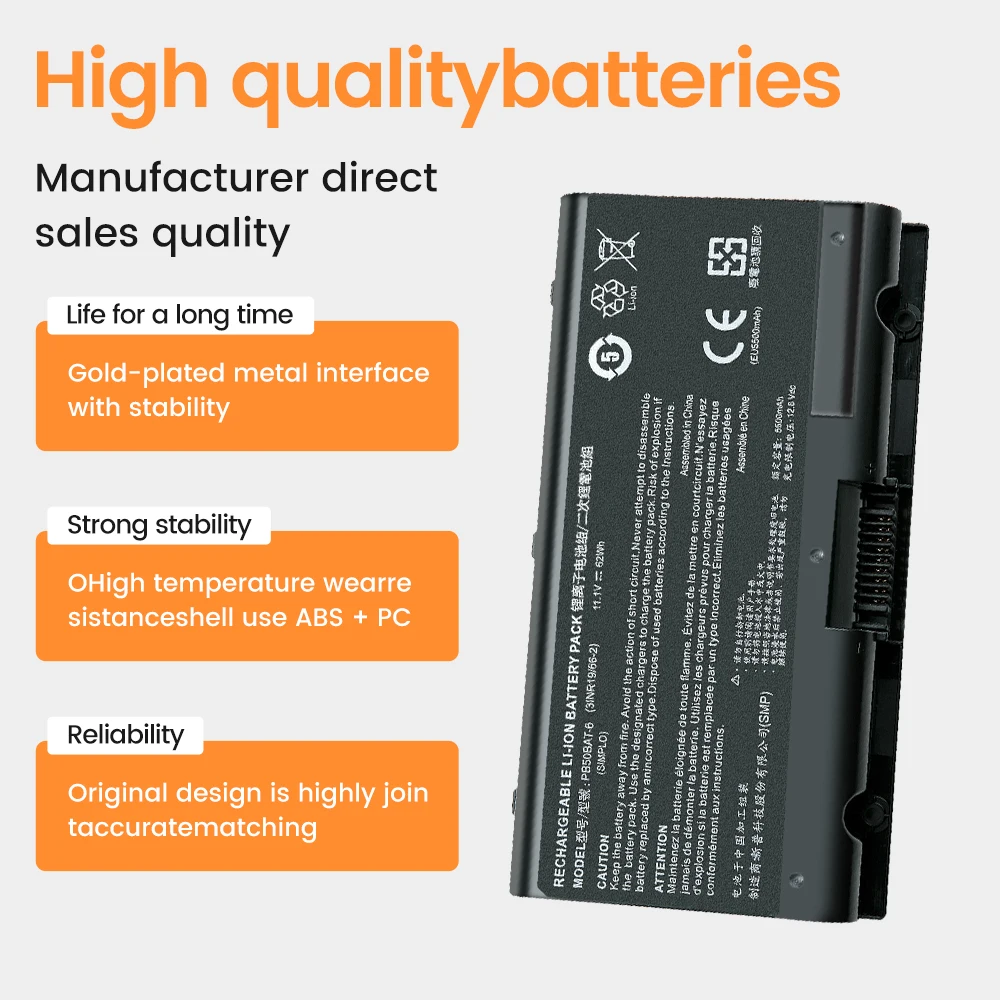 PB50BAT-6 Laptop Battery For Clevo PB51RF-G PB70EF-G PB71EF-G For PowerSpec 1720 1520 For Sager NP8371 3INR19/66-2