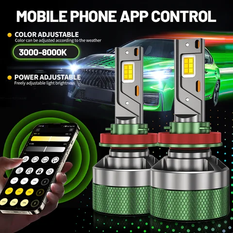9005 Светодиодная фара Bluetooth APP Control Color 3000 Вт H4 H7 LED H1 H11 9006 9007 9008 Автоматические лампы Светодиодные фонари для автомобильных фар