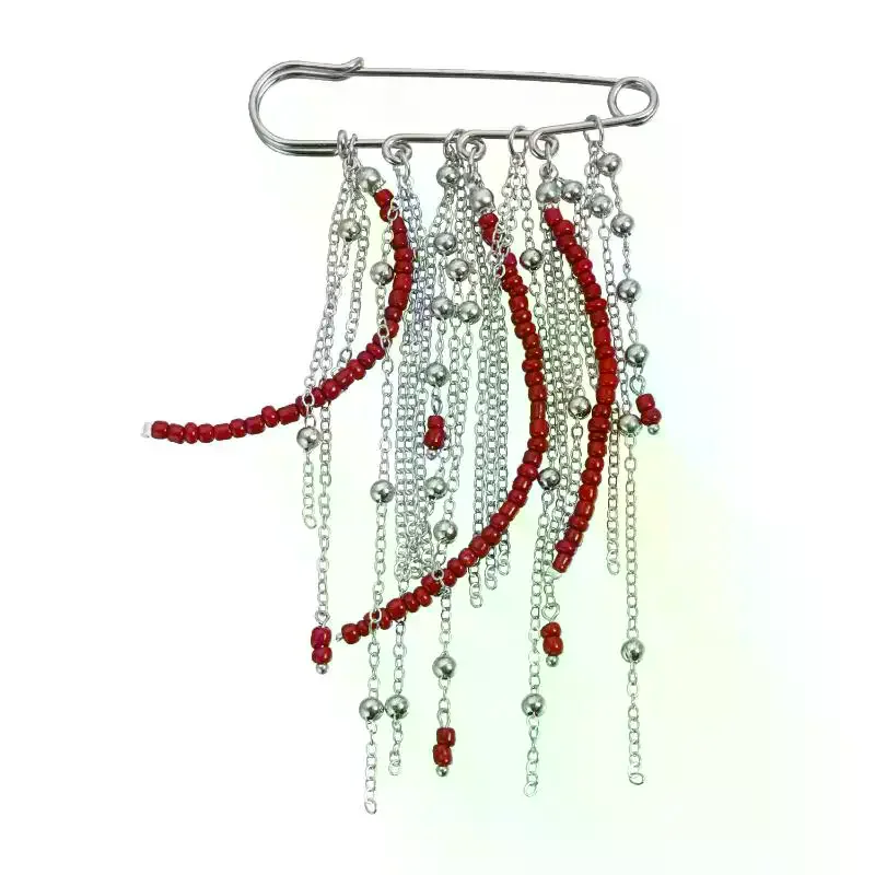 Fashion Exaggerated Beads Beaded Fringed Chain Brooch Retro Design Suit Pin Pendant Fixed Pin Party Jewelry Accessories Gifts