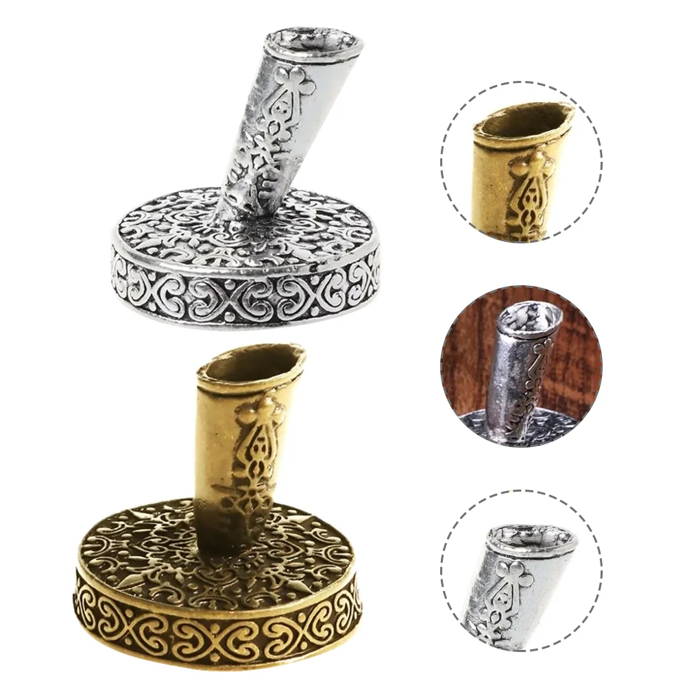 2 Pcs Quill Pen Stand Nice Holder Quill-pen Vintage Storage Style European Dip Metal Decor Rest Fountain Office Retro