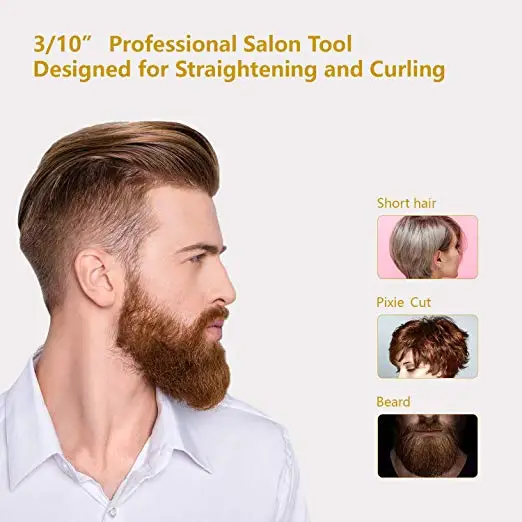 3/10 بوصة قابل للتعديل درجة الحرارة قلم رصاص تيتانيوم حديد مسطح صغير حديد مسطح مكواة فرد الشعر للرجال عابث الشعر القصير اللحية/الانفجارات/الحواف