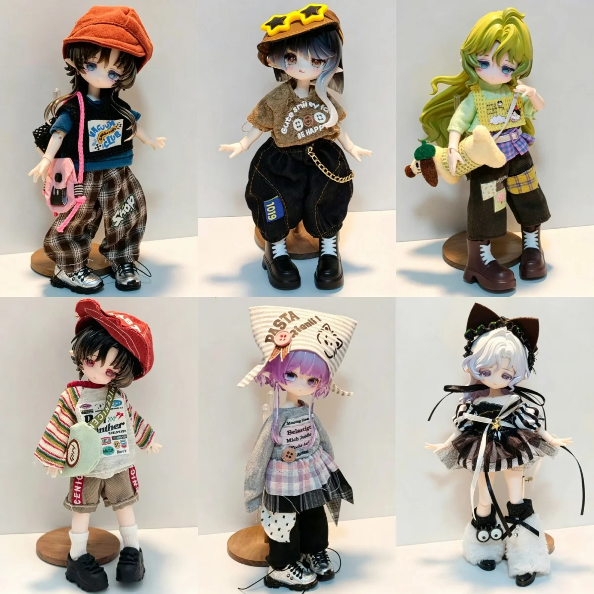 1/8 1/12 BJD Doll Clothes Accessories Y2K Streetwear Doll Clothes Vintage Harajuku Style For 11-17cm OB11 BJD Doll Dress Up