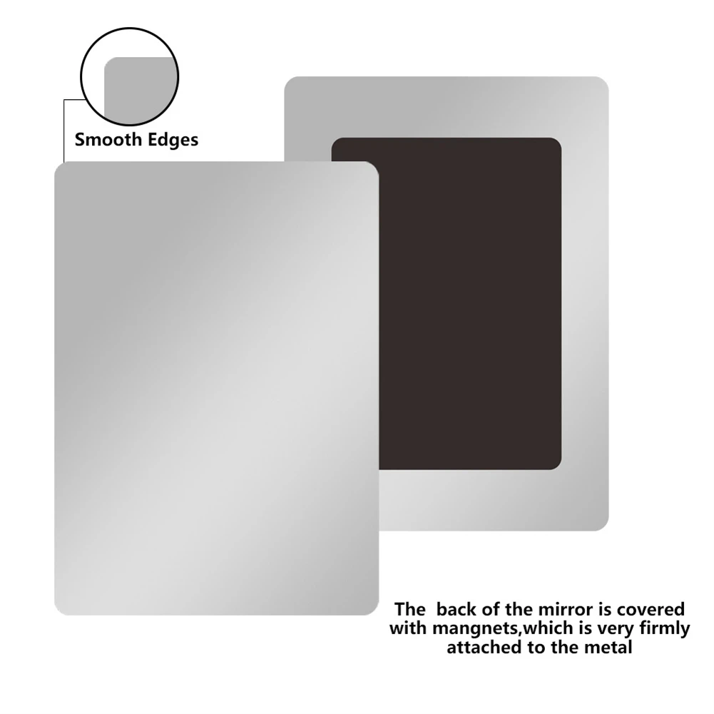 Rectangle Magnetic Mirror 5x7in Locker Mirror Bathroom Dorm Clear Reflection Distortion-Free Protective Coating