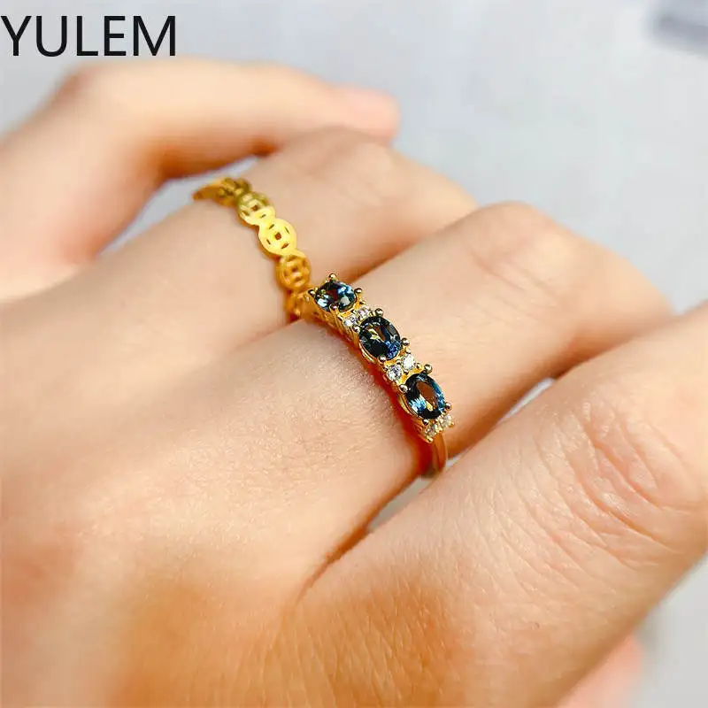 Fine Jewelry Topaz Ring with Natural London Blue Topaz Stone 3x4mm Best Silver London Blue Ring Jewelry