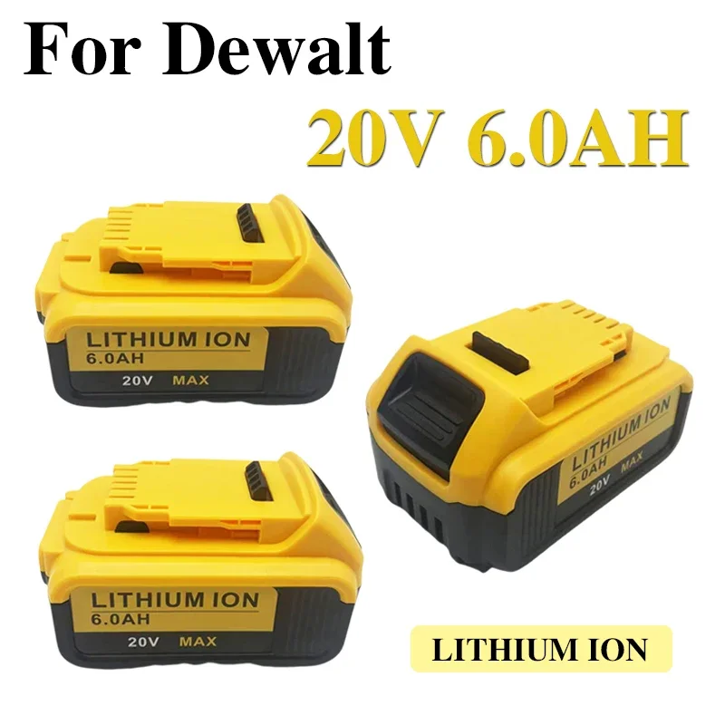 1～3Pack For DeWalt 20V 20 Volt Max 6.0AH Lithium Battery DCB206-2 DCB205-2