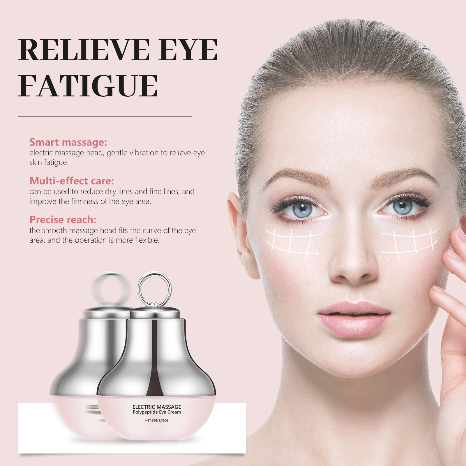 Electric Massage Polypeptide Eye Cream Brightens Revitalizes Firming Anti-Aging Dark Circles Massager Cream Firming Eye Area 50g