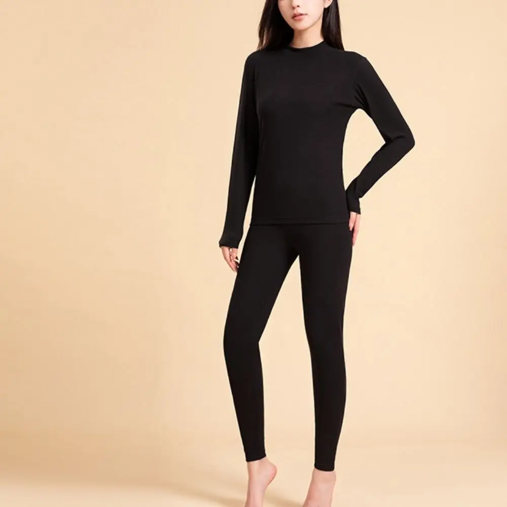 بلايز السراويل النساء ملابس اخلية حرارية نصف طوق رشاقته الملابس الحرارية مجموعة المتضخم الملابس الداخلية الدفء ملابس داخلية طويلة فتاة #1